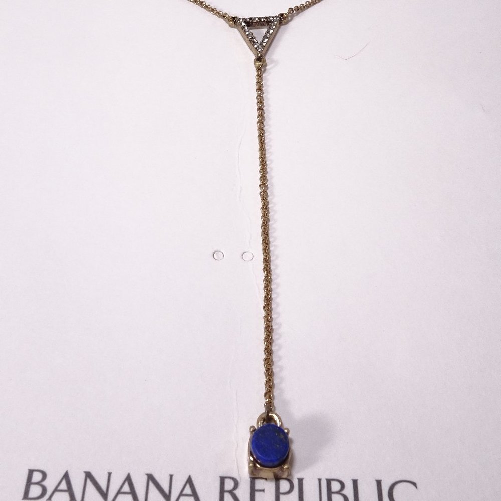Banana Republic Lapis Druzy Crystal Y Necklace NWT 45
